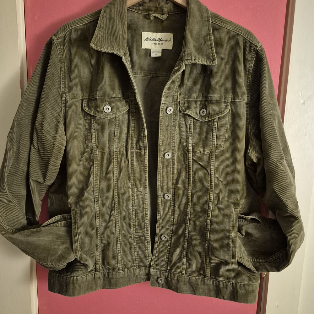 Eddie Bauer Olive Green Corduroy Jacket